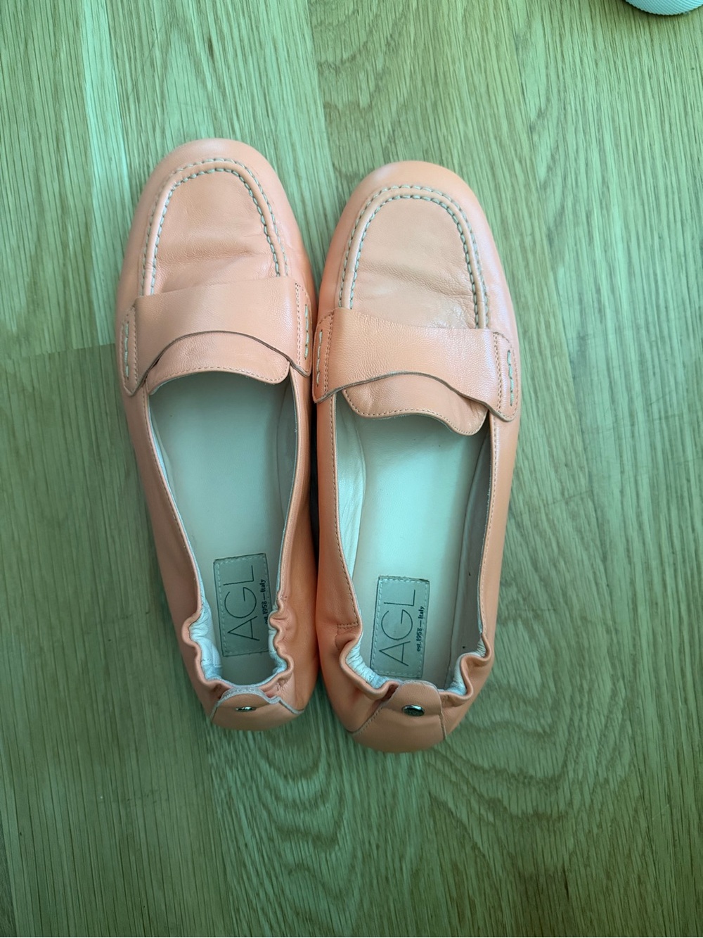 AGL Peach Leather Penny Loafers